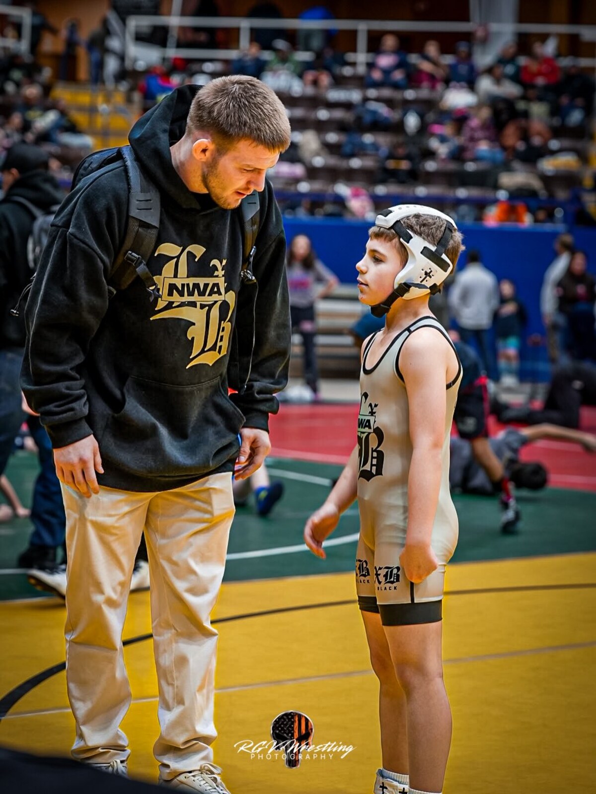 Jason Nolf coaching an NWA athlete
